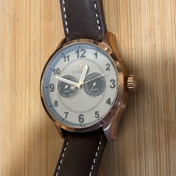 S Coifman Watch With 44mm Grey Face With Brown Leather Band - Picture 4 of 6